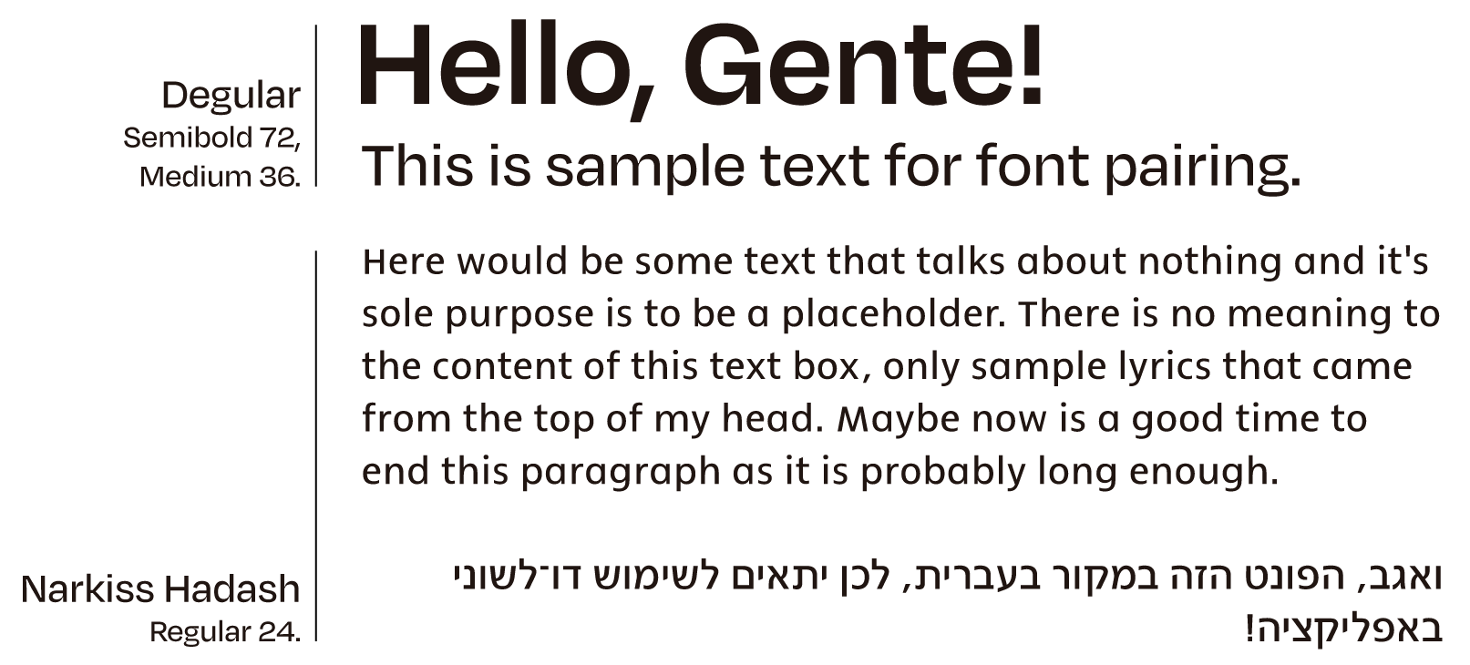 שילובי פונטים: Degular & נרקיס חדש